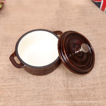 restaurant mini round cast iron enamel suger bowl